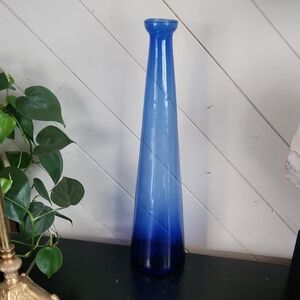 Beautiful Tall Cobalt Blue  Handblown Glass Vase
